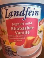 Lait fermenté sucré, à la rhubarbe et aromatisé à la vanille