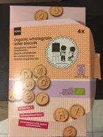 Organic wholegrain letter biscuits