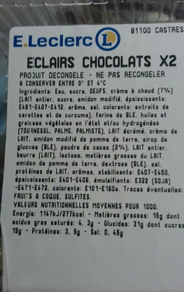 Éclairs au chocolat