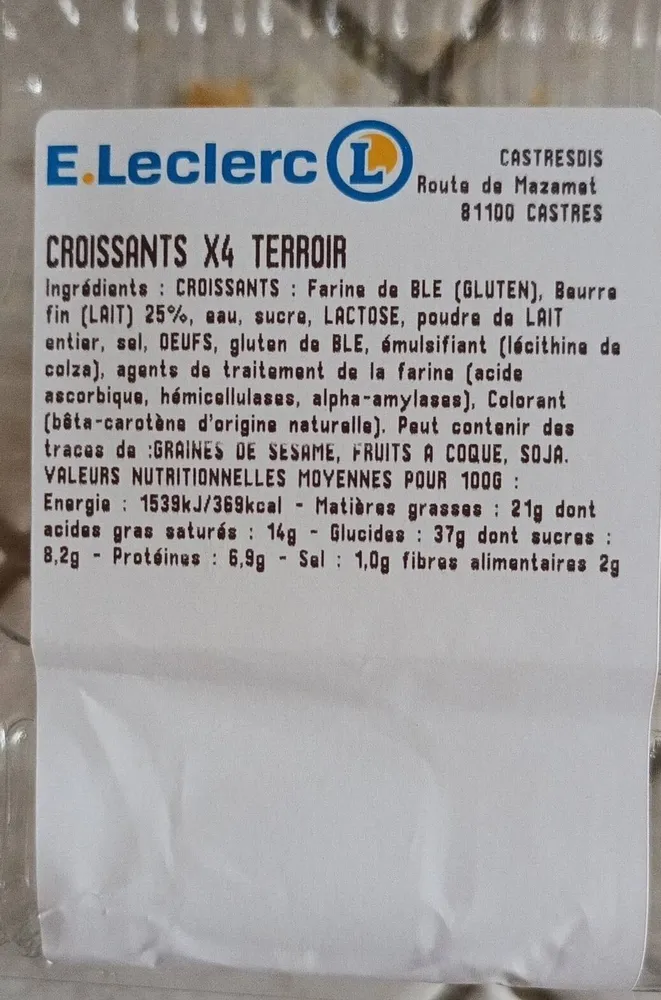 Croissants x4 terroir