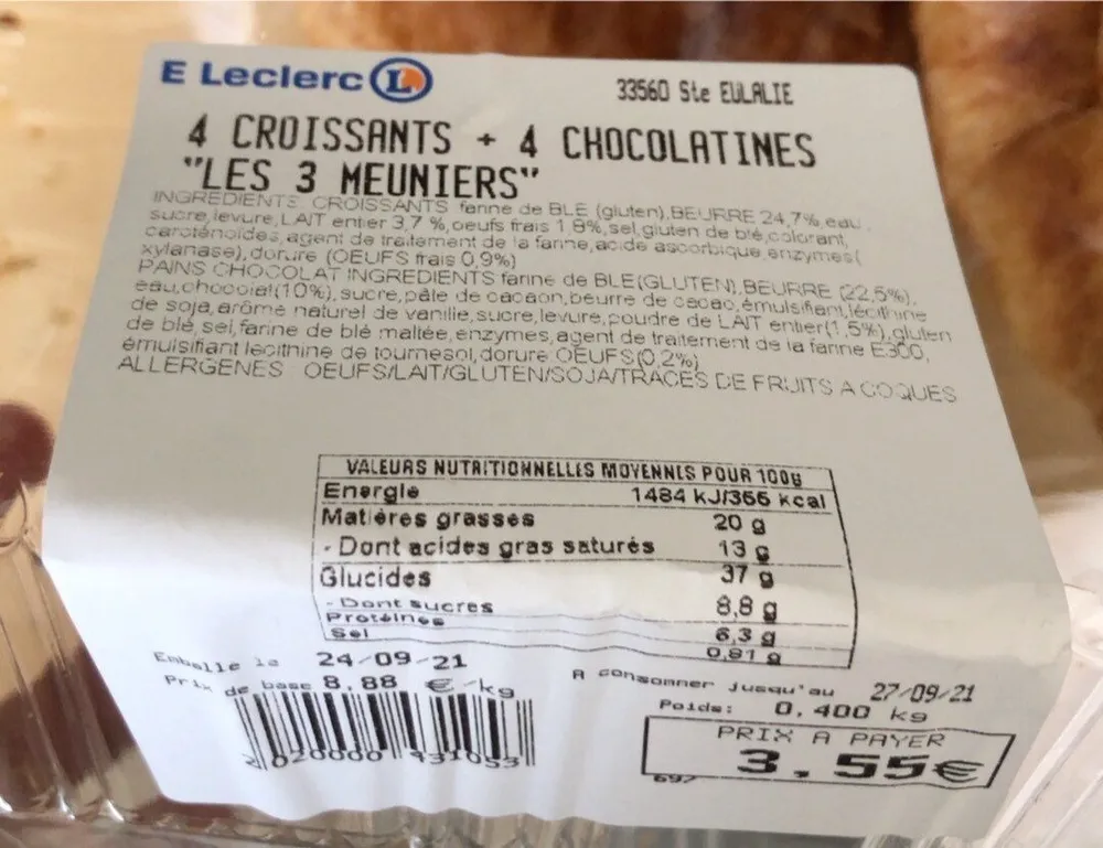 4 croissants et 4 chocolatines
