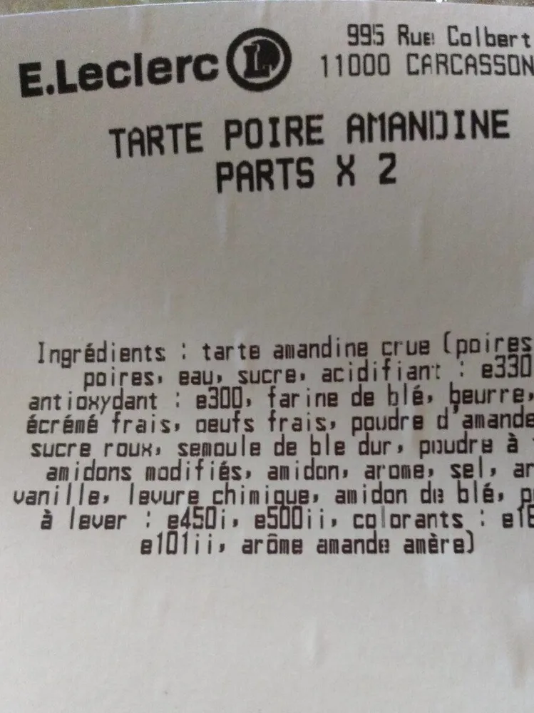 Tarte poire Amandine