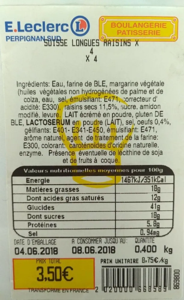 Suisse Longues Raisins x 4