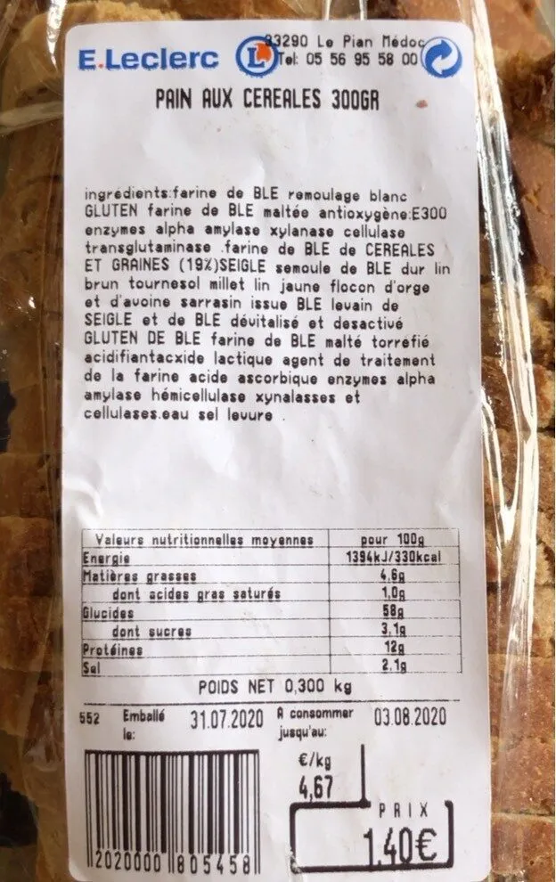 Pain aux céréales 300g