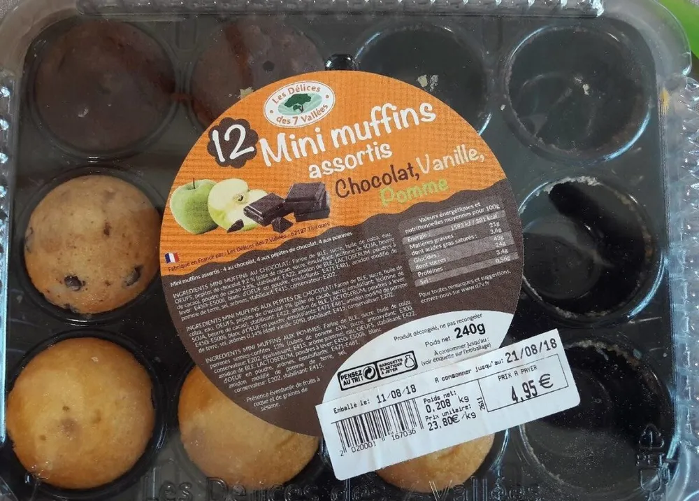 Mini muffins chocolat,vanille,pomme