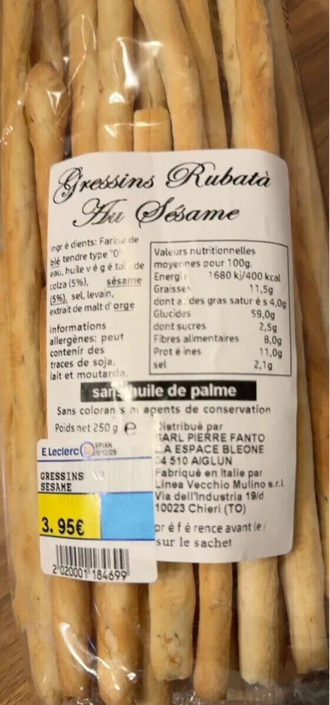 Gressins rubata au sésame