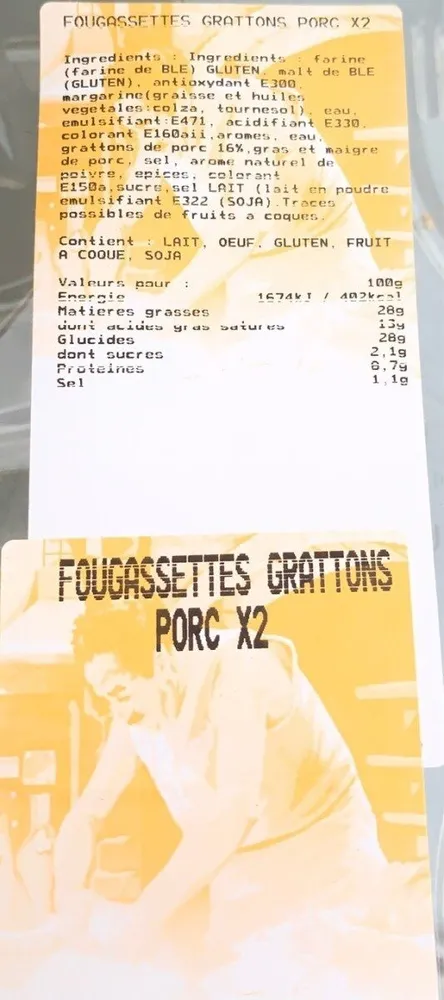 Fougassettes Grattons Porc X2