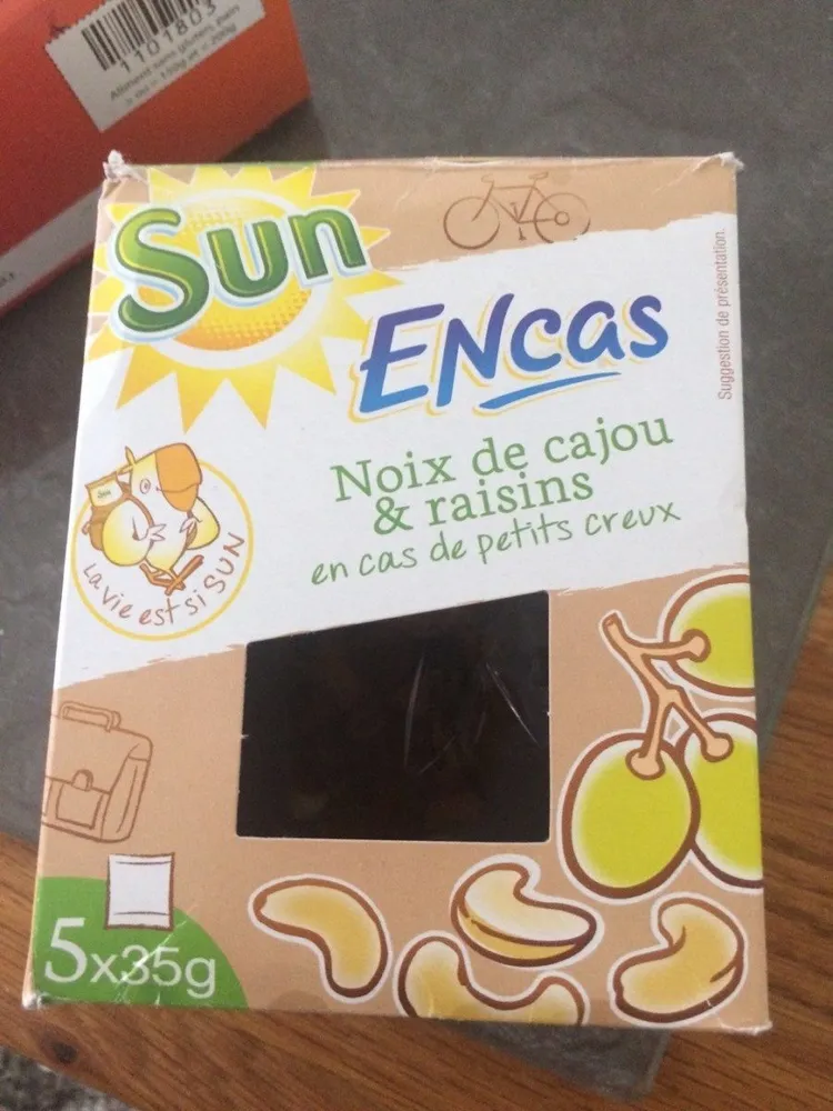 En cas sun noix de cajou et raisins