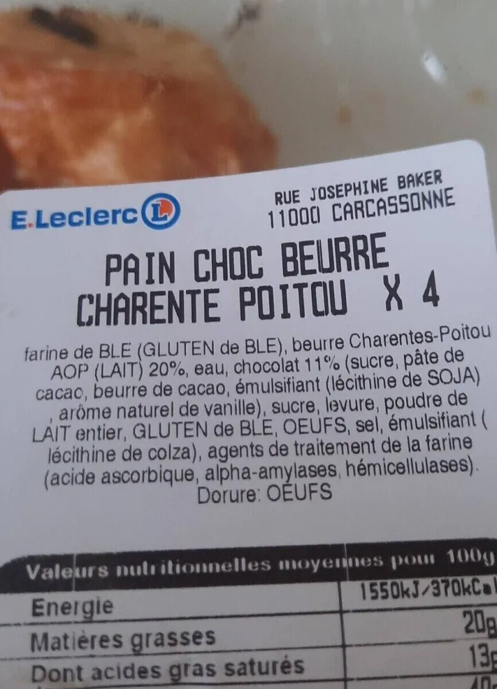 Pain choc beurre Charente poitou