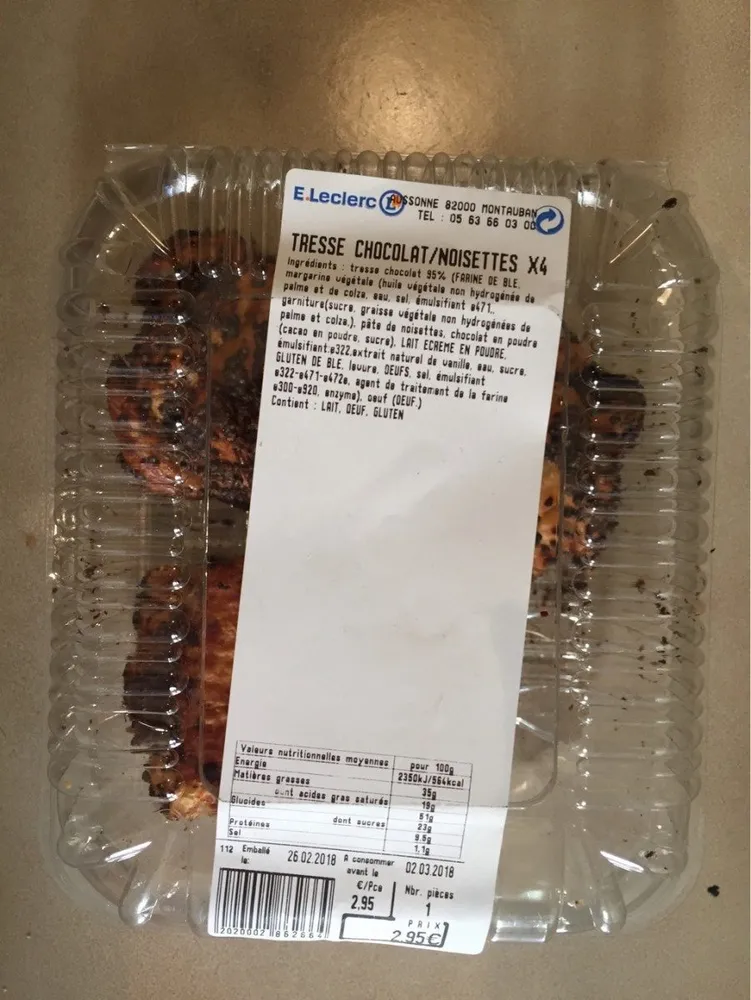 Tresse chocolat noisettes