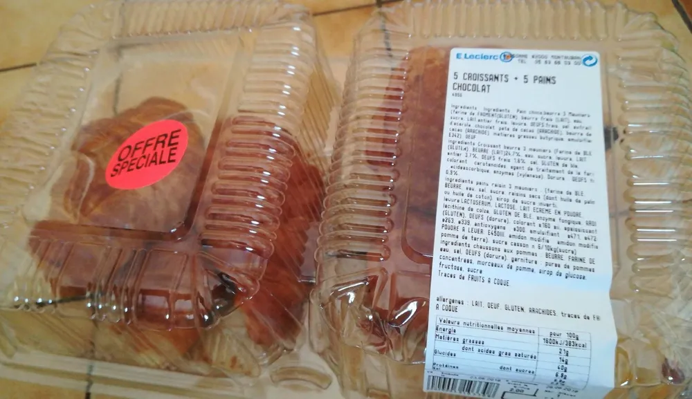 5 croissants et 5 pains chocolat