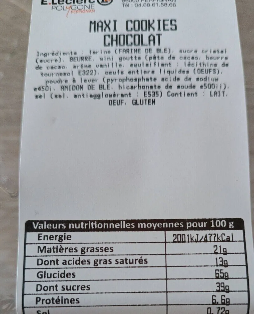 Maxi cookies chocolat