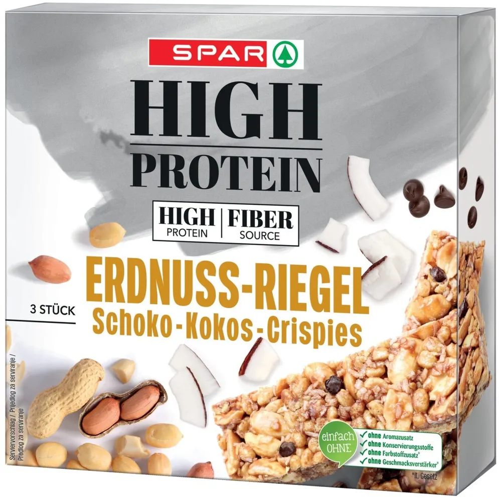 High Protein Erdnuss-Riegel Schoko-Kokos-Crispies