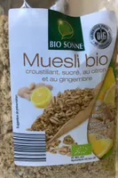 Muesli bio, croustillant, sucré, au citron et au gingembre