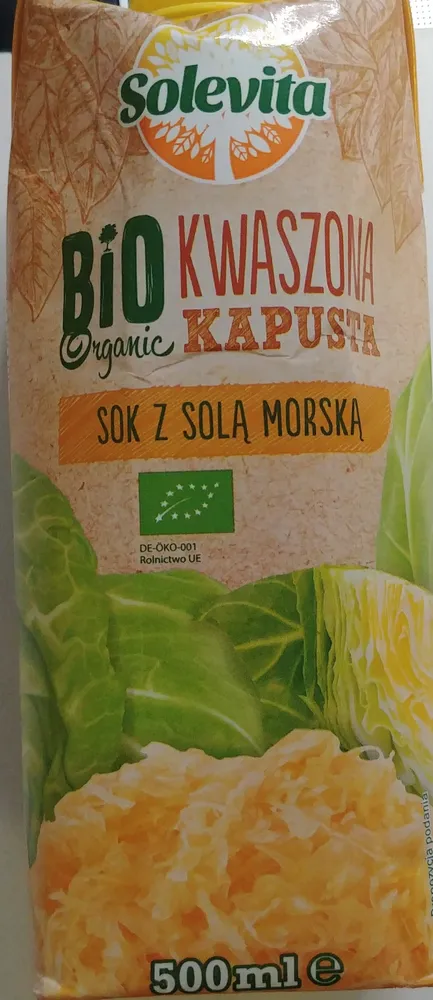 Bio sok z kapusty kwaszonej z solą morską.