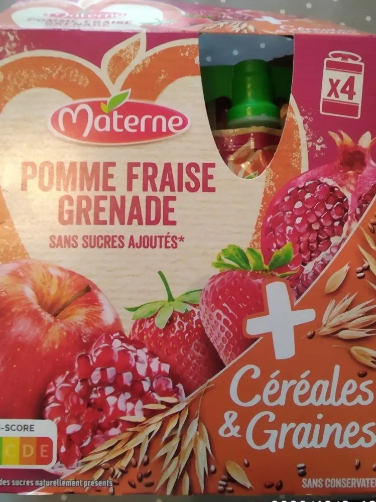 Compote pomme fraise grenade + céréales & graines