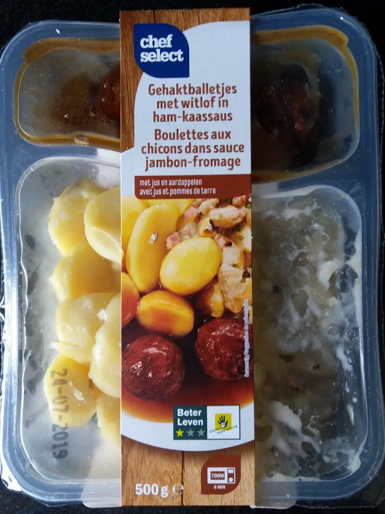Boulettes Chicons sauce jambon fromage