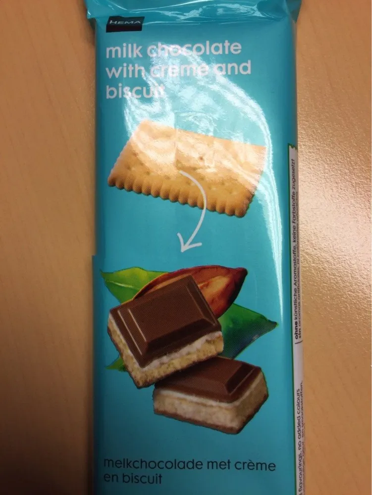 Milk chocolate with creme and biscuit