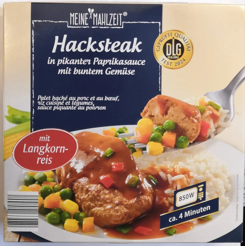 Hacksteak in pikanter Paprikasauce mit buntem Gemüse