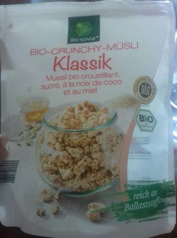 Muesli bio croustillant, sucré, à la noix de coco et au miel