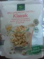 Muesli bio croustillant, sucré, à la noix de coco et au miel
