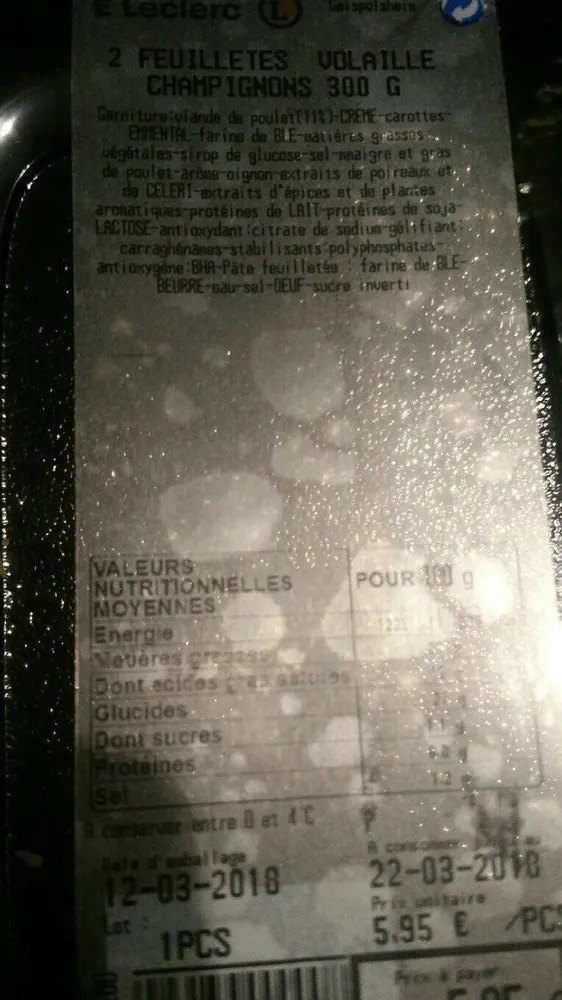 2 feuilletés volailles champignons