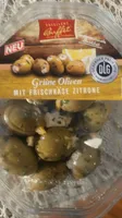 Grüne Oliven mit Frischkäse Zitrone