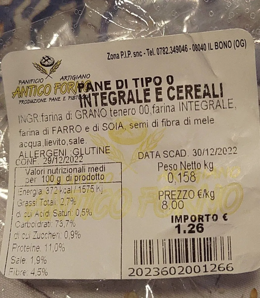 Pane integrale e cereali