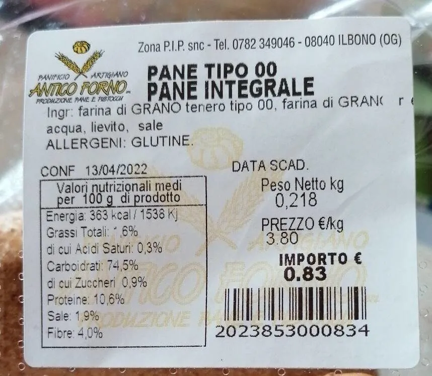 Pane tipo 00 integrale