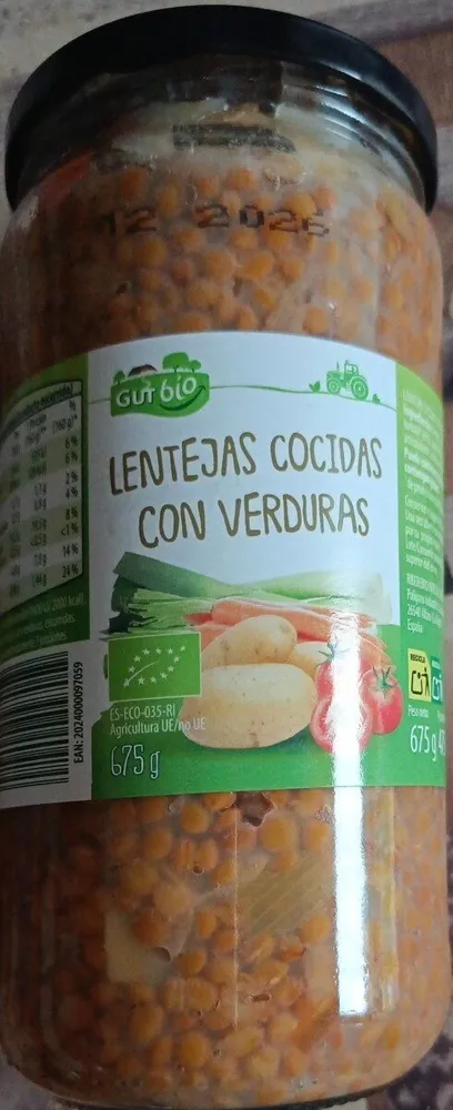 Lentejas cocidas con verduras