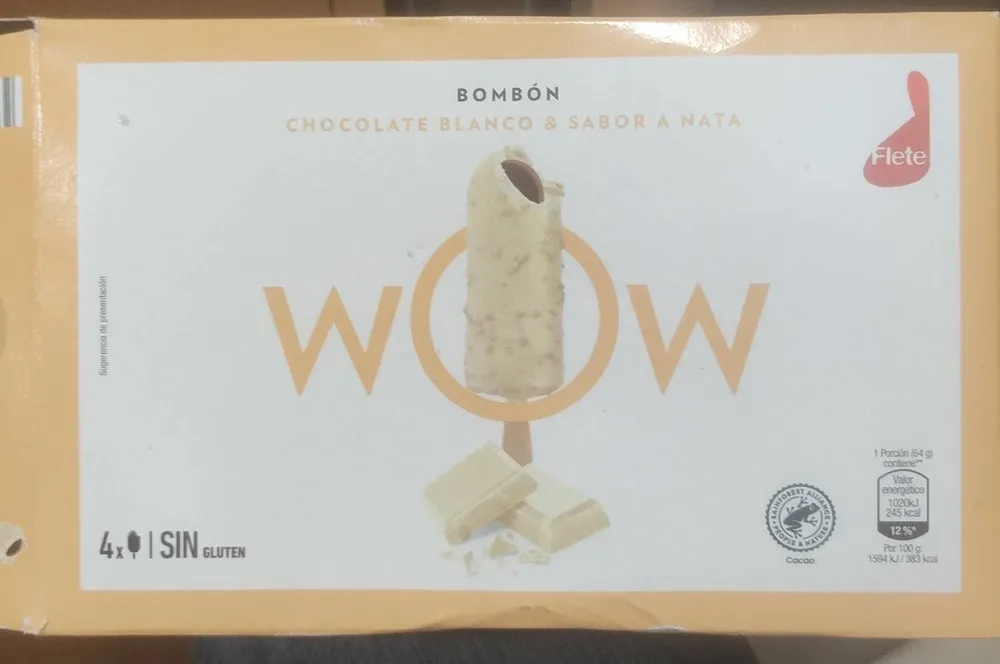 Wow bombón chocolate blanco sabor nata