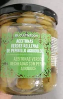 Aceitunas verdes rellenas de pepinillo agridulce