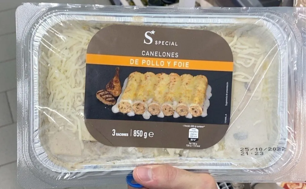 Canelones pollo y foie
