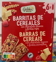 Barritas de cereales con chocolate blanco y frutos rojos