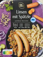 Linsen mit Spätzle und Wiener Würstchen