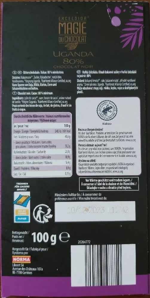 UGANDA 80%CACAO CHOCOLAT NOIR