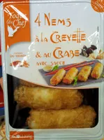 4 nems à la crevette et au crabe avec sauce