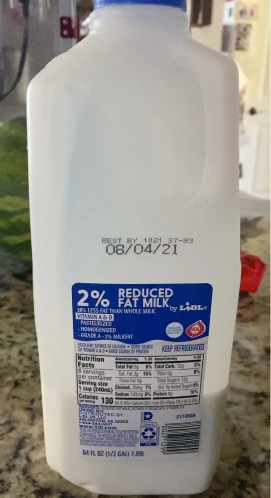 2% Reduced Fat Milk