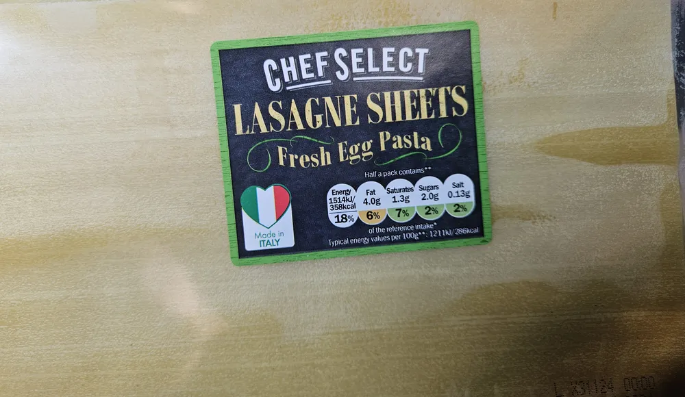 Lasagne Sheets