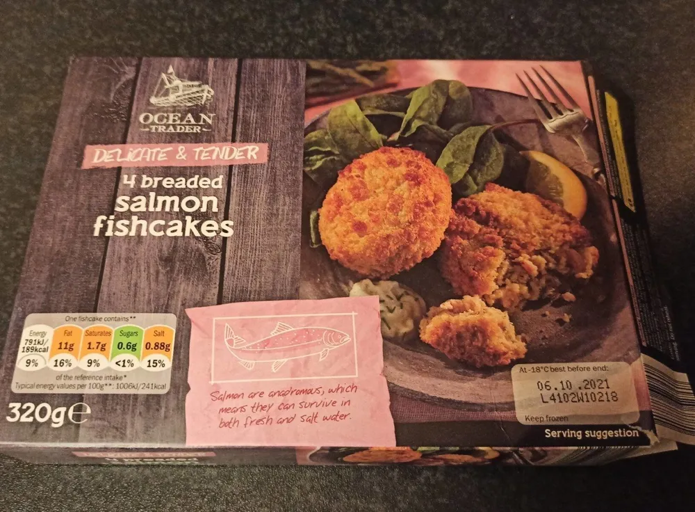 Breaded salmon fishcake