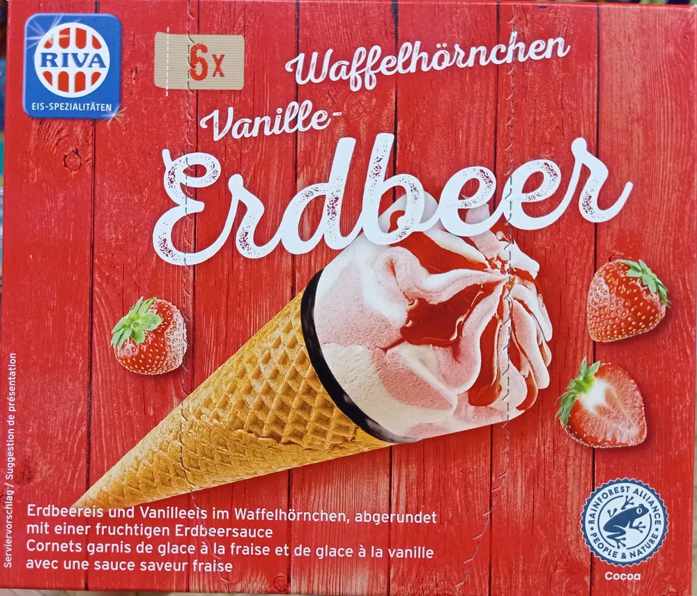 Waffelhörnchen Vanille-Erdbeer