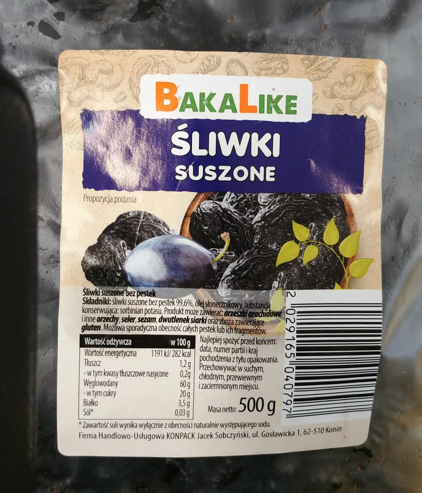 Śliwki suszone bez pestek