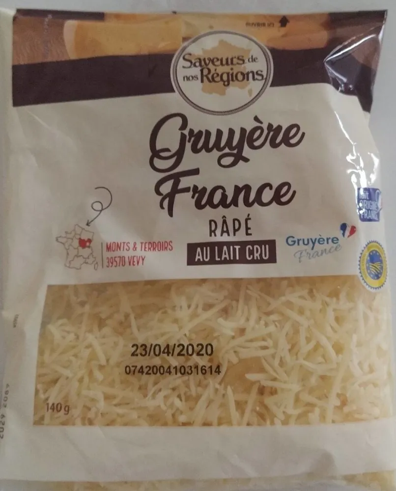 Gruyère France râpé au lait cru