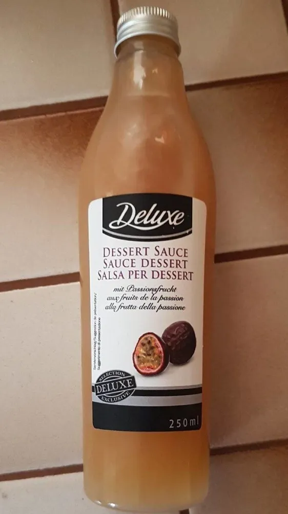 Kerst: Dessertsaus Passievrucht Fles 250 ml (delicieux)
