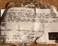 Cake aux fruits sec