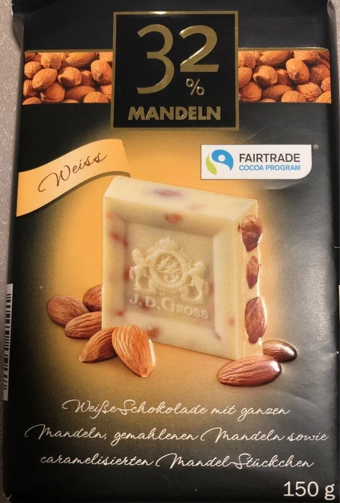 Chocolat blanc 32% amandes