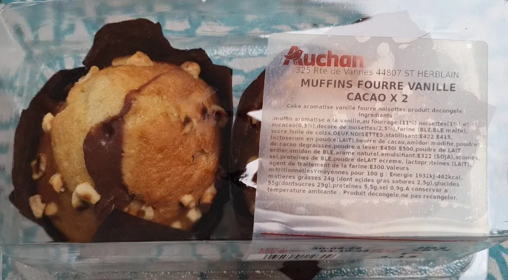 Muffin vanille cacao noisettes