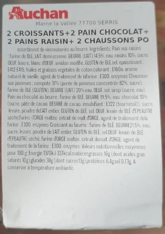 Croissant pain chocolat pain raisin chausson au pommes