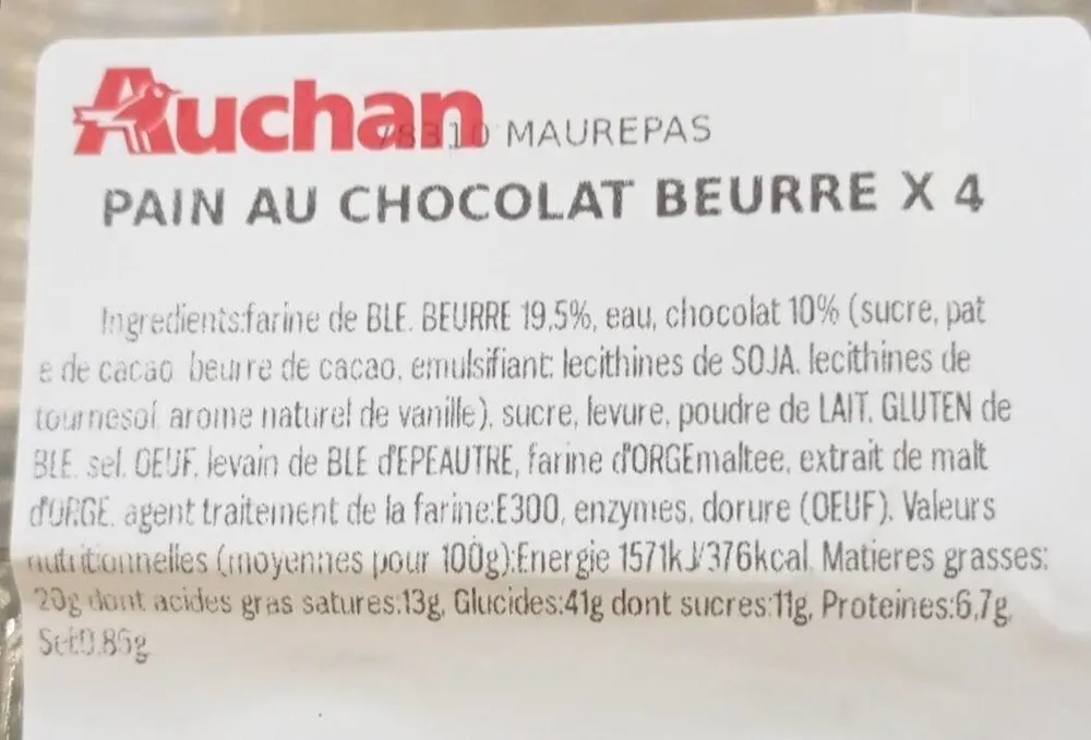 Pain au chocolat beurre