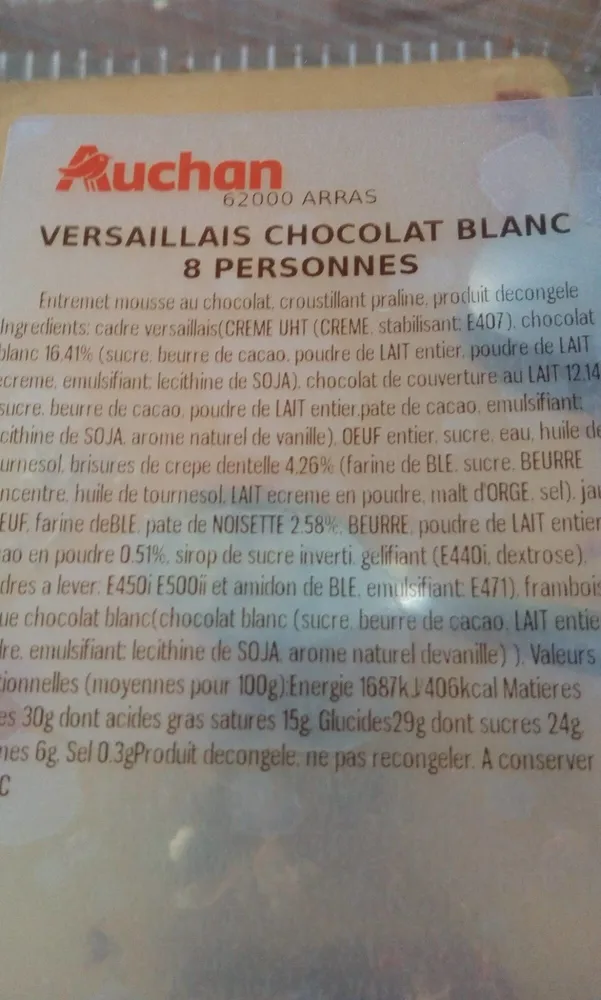 Versaillais chocolat blanc 8 personnes